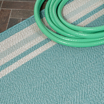 James Modern Border Stripe Indoor/outdoor Area Rug